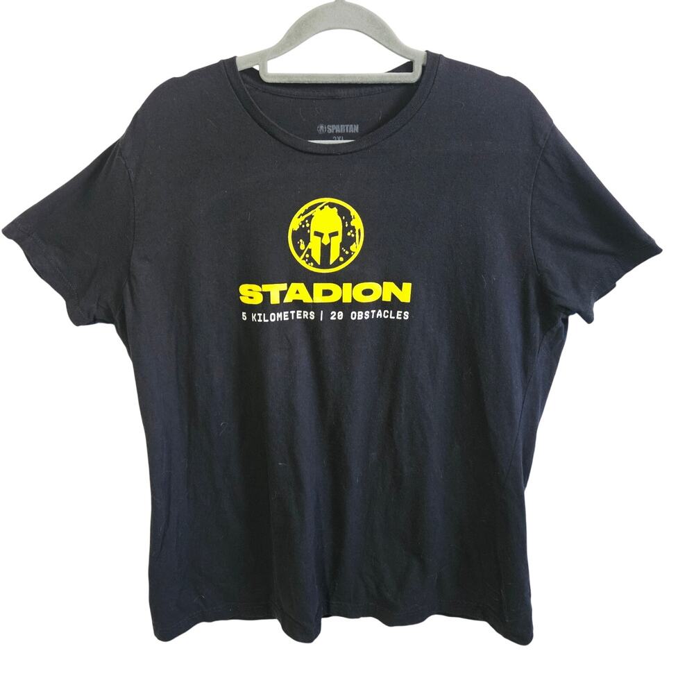 Stadion Spartan Race Finisher Graphic Tee Shirt Black Yellow Event Merch Size 2X